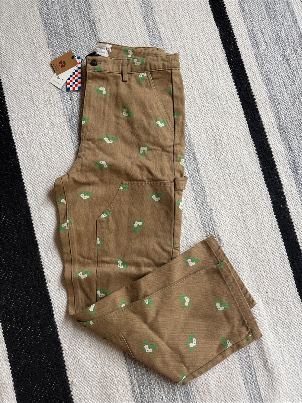 Clare V x Monoprix Floral Cargo Pants NEW NWT - Picture 2 of 5